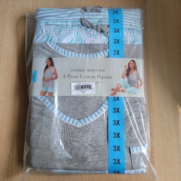 🛑 2 / $40 Sale! Carole Hochman Ladies' 4-piece Plus Pajama Set 3X NWT - Picture 6 of 9